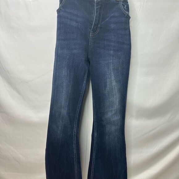 KanCan Signature High Rise Curvy Blue Raw Hem Flare Wide Leg Jeans Size 30 - Picture 2 of 8